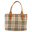 BURBERRY Nova Check Hand Bag Canvas Beige Gold Auth ep14042-2