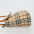 BURBERRY Nova Check Hand Bag Canvas Beige Gold Auth ep14042-4