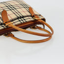 BURBERRY Nova Check Hand Bag Canvas Beige Gold Auth ep14042-7