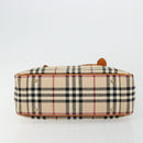BURBERRY Nova Check Hand Bag Canvas Beige Gold Auth ep14042-5
