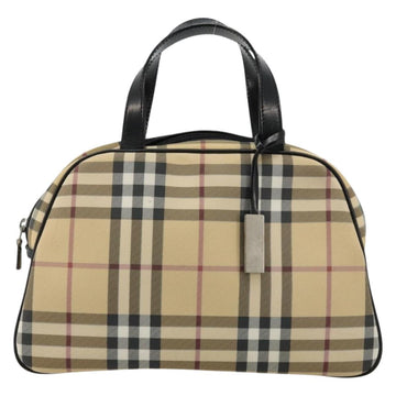BURBERRY Nova Check Boston Bag PVC Beige Silver Auth ep14044 - 0