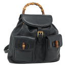 GUCCI Bamboo Backpack Leather Black Gold 003 2040 0016 Auth ep14048-1