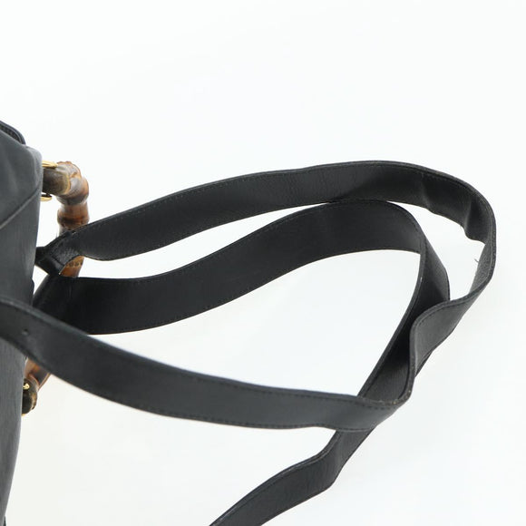 GUCCI Bamboo Backpack Leather Black Gold 003 2040 0016 Auth ep14048