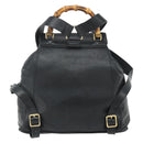 GUCCI Bamboo Backpack Leather Black Gold 003 2040 0016 Auth ep14048-3