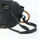GUCCI Bamboo Backpack Leather Black Gold 003 2040 0016 Auth ep14048-9
