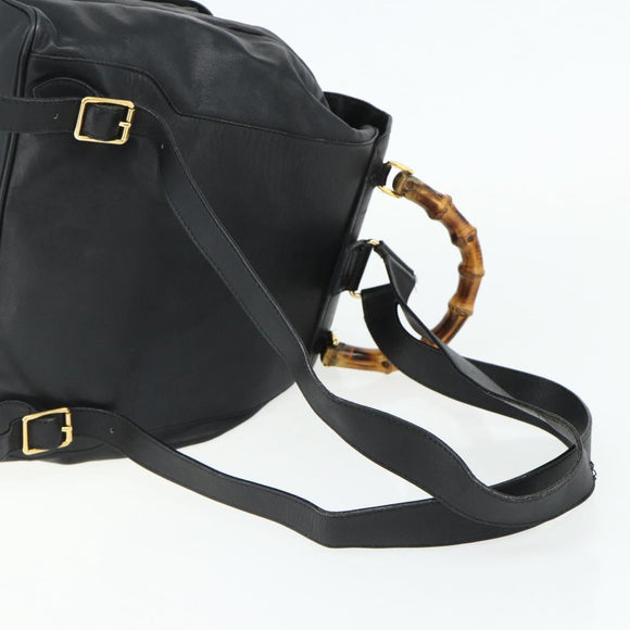 GUCCI Bamboo Backpack Leather Black Gold 003 2040 0016 Auth ep14048