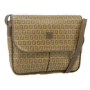 FENDI Zucchino Canvas Shoulder Bag Coated Canvas Beige Gold Auth ep14053-1