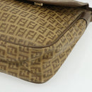 FENDI Zucchino Canvas Shoulder Bag Coated Canvas Beige Gold Auth ep14053-9