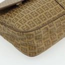 FENDI Zucchino Canvas Shoulder Bag Coated Canvas Beige Gold Auth ep14053-14