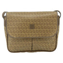FENDI Zucchino Canvas Shoulder Bag Coated Canvas Beige Gold Auth ep14053-13