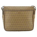 FENDI Zucchino Canvas Shoulder Bag Coated Canvas Beige Gold Auth ep14053-2