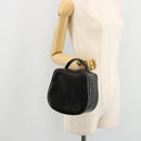 GUCCI Vanity Hand Bag Leather Black Silver Auth ep14055-19