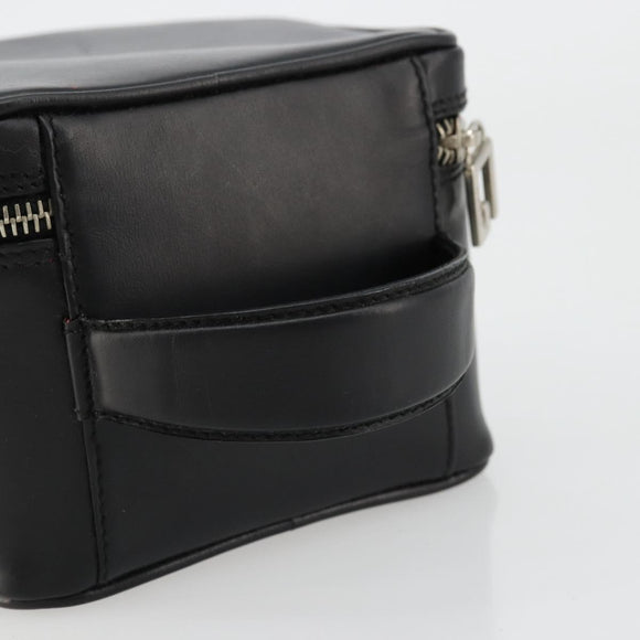 GUCCI Vanity Hand Bag Leather Black Silver Auth ep14055