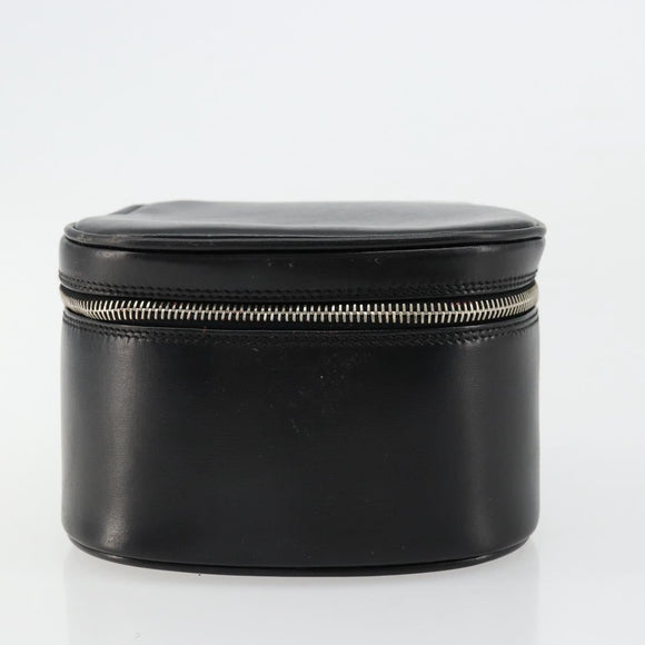 GUCCI Vanity Hand Bag Leather Black Silver Auth ep14055