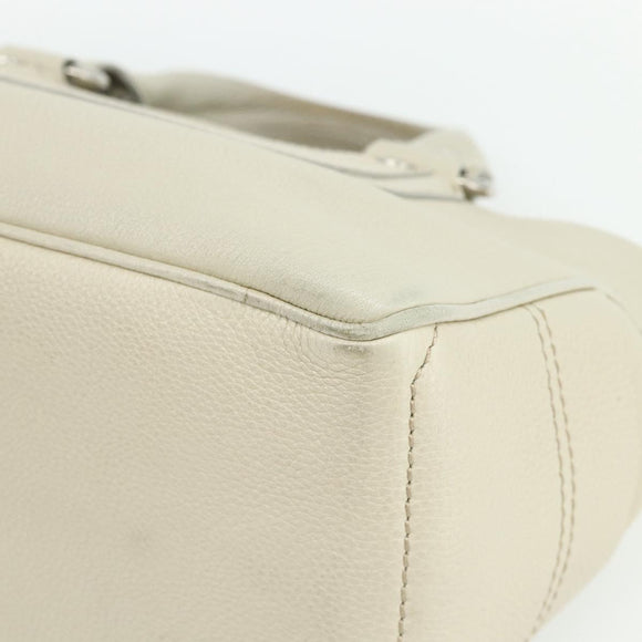 CELINE Boogie Bag Hand Bag Leather Ivory Silver Auth ep14060