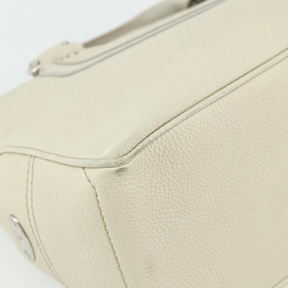 CELINE Boogie Bag Hand Bag Leather Ivory Silver Auth ep14060