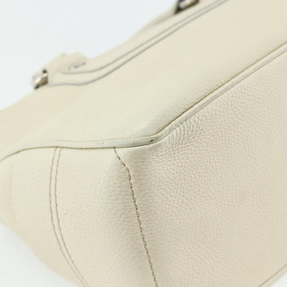 CELINE Boogie Bag Hand Bag Leather Ivory Silver Auth ep14060