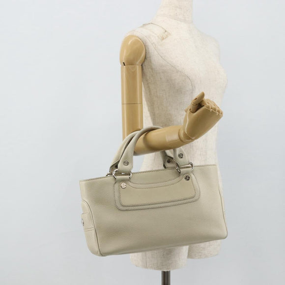 CELINE Boogie Bag Hand Bag Leather Ivory Silver Auth ep14060