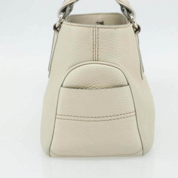 CELINE Boogie Bag Hand Bag Leather Ivory Silver Auth ep14060