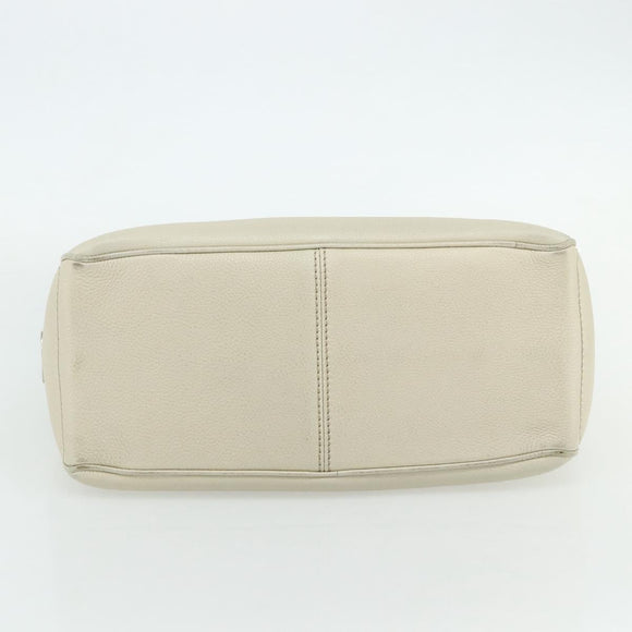 CELINE Boogie Bag Hand Bag Leather Ivory Silver Auth ep14060