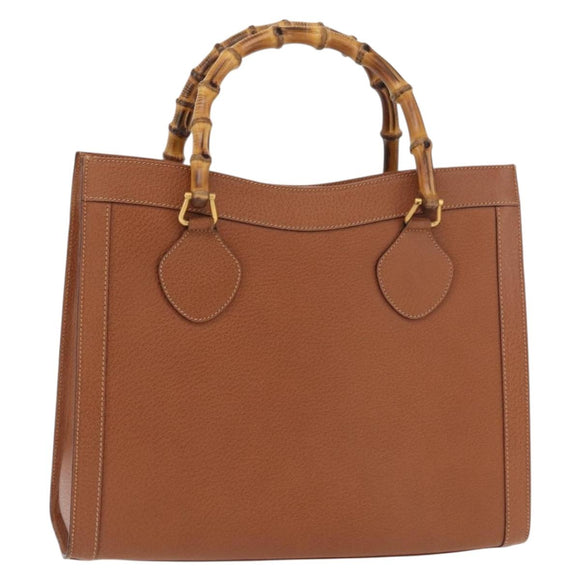 GUCCI Bamboo Hand Bag Leather Brown Gold 002 123 0260 Auth ep14063