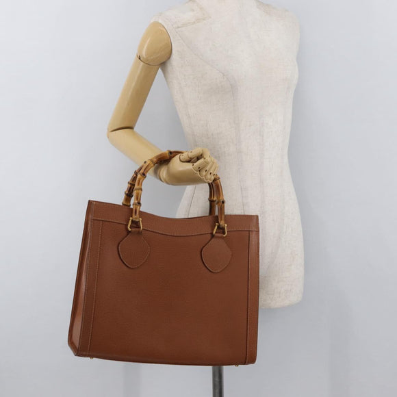 GUCCI Bamboo Hand Bag Leather Brown Gold 002 123 0260 Auth ep14063