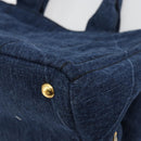 PRADA Canapa MM Hand Bag Denim Blue Gold Auth ep14070A-17