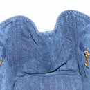 PRADA Canapa MM Hand Bag Denim Blue Gold Auth ep14070A-19
