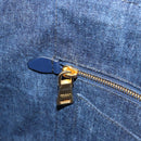 PRADA Canapa MM Hand Bag Denim Blue Gold Auth ep14070A-21