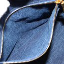 PRADA Canapa MM Hand Bag Denim Blue Gold Auth ep14070A-22