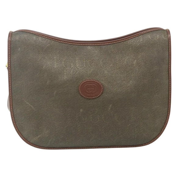 GUCCI Shoulder Bag Canvas Beige Gold Auth ep14080