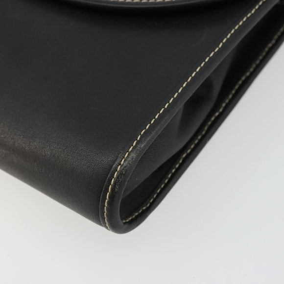 Christian Dior Shoulder Bag Leather Black Gold Auth ep14089