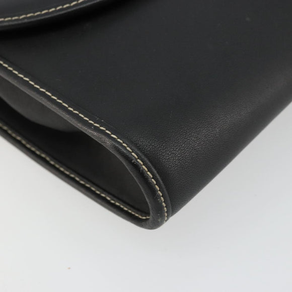 Christian Dior Shoulder Bag Leather Black Gold Auth ep14089