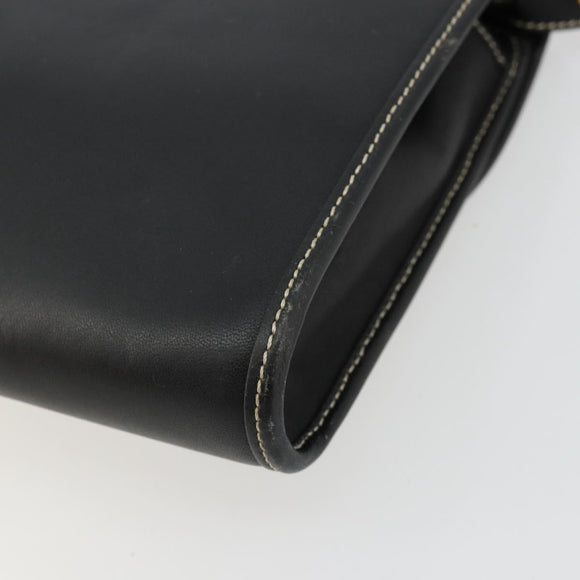 Christian Dior Shoulder Bag Leather Black Gold Auth ep14089