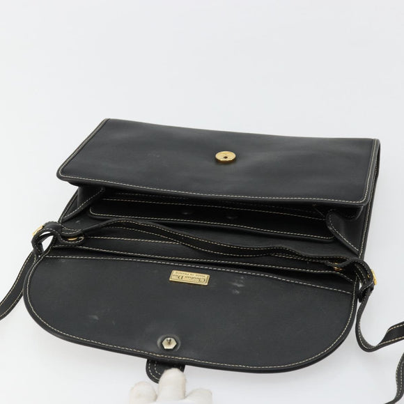 Christian Dior Shoulder Bag Leather Black Gold Auth ep14089