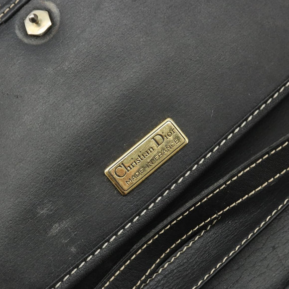 Christian Dior Shoulder Bag Leather Black Gold Auth ep14089