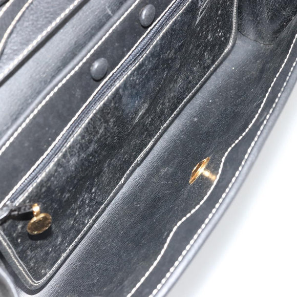 Christian Dior Shoulder Bag Leather Black Gold Auth ep14089