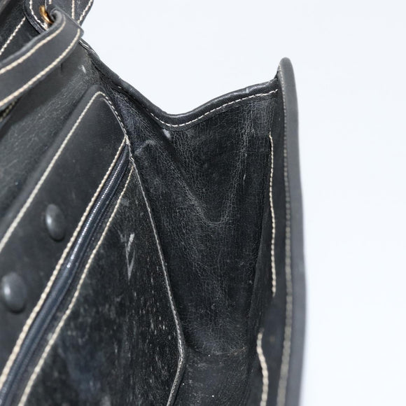 Christian Dior Shoulder Bag Leather Black Gold Auth ep14089