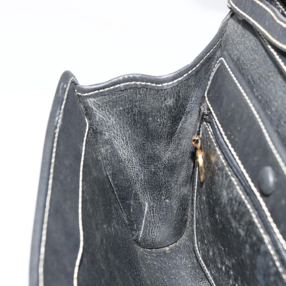Christian Dior Shoulder Bag Leather Black Gold Auth ep14089