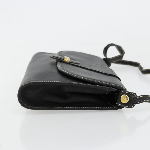 Christian Dior Shoulder Bag Leather Black Gold Auth ep14089