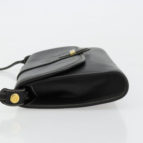 Christian Dior Shoulder Bag Leather Black Gold Auth ep14089