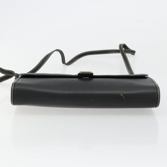 Christian Dior Shoulder Bag Leather Black Gold Auth ep14089