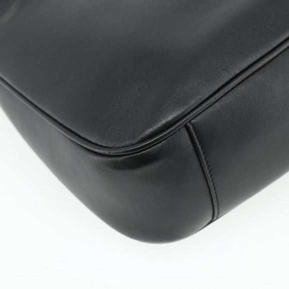 GUCCI Bamboo Shoulder Bag Leather 2way Black Gold 001 1998 1638 Auth ep14094