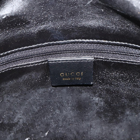 GUCCI Bamboo Shoulder Bag Leather 2way Black Gold 001 1998 1638 Auth ep14094