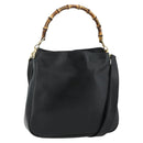 GUCCI Bamboo Shoulder Bag Leather 2way Black Gold 001 1998 1638 Auth ep14094-1