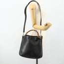 GUCCI Bamboo Shoulder Bag Leather 2way Black Gold 001 1998 1638 Auth ep14094-23