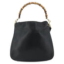 GUCCI Bamboo Shoulder Bag Leather 2way Black Gold 001 1998 1638 Auth ep14094-13