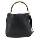 GUCCI Bamboo Shoulder Bag Leather 2way Black Gold 001 1998 1638 Auth ep14094-2