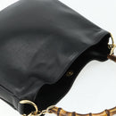 GUCCI Bamboo Shoulder Bag Leather 2way Black Gold 001 1998 1638 Auth ep14094-6
