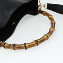 GUCCI Bamboo Shoulder Bag Leather 2way Black Gold 001 1998 1638 Auth ep14094-7